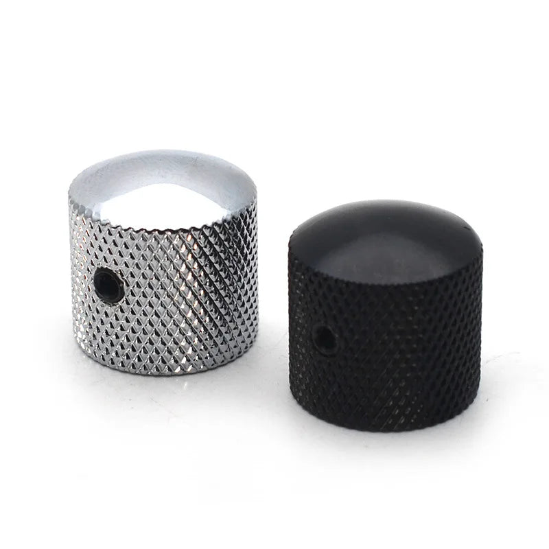 Metal Dome Tone Tunning Knob with Hexagon Screws Lock Volume Control Buttons for Electric Guitar Bass Black/Chrome
