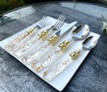 Eco-friendly 18/10 Stainless Steel Hand Mirror Polished Flatware Bubble Acrylic Handle Modern Wedding Cutlery Set Restaurants