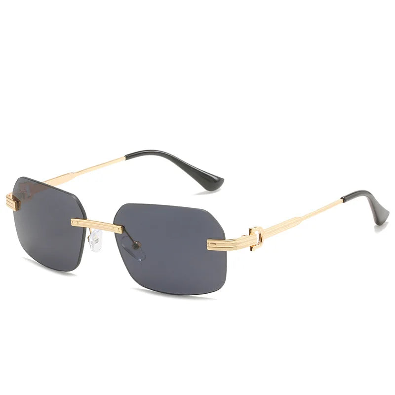 2025 New Metal Frameless Brand Sunglasses Fashionable Hexagon Cut Women's Sunglasses High-End Outdoor Sunglasses