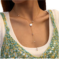 HOVANCI 18K Gold Plated Stainless Steel Chain Necklace Trendy Tassel and Pearl Charm for Party for Women