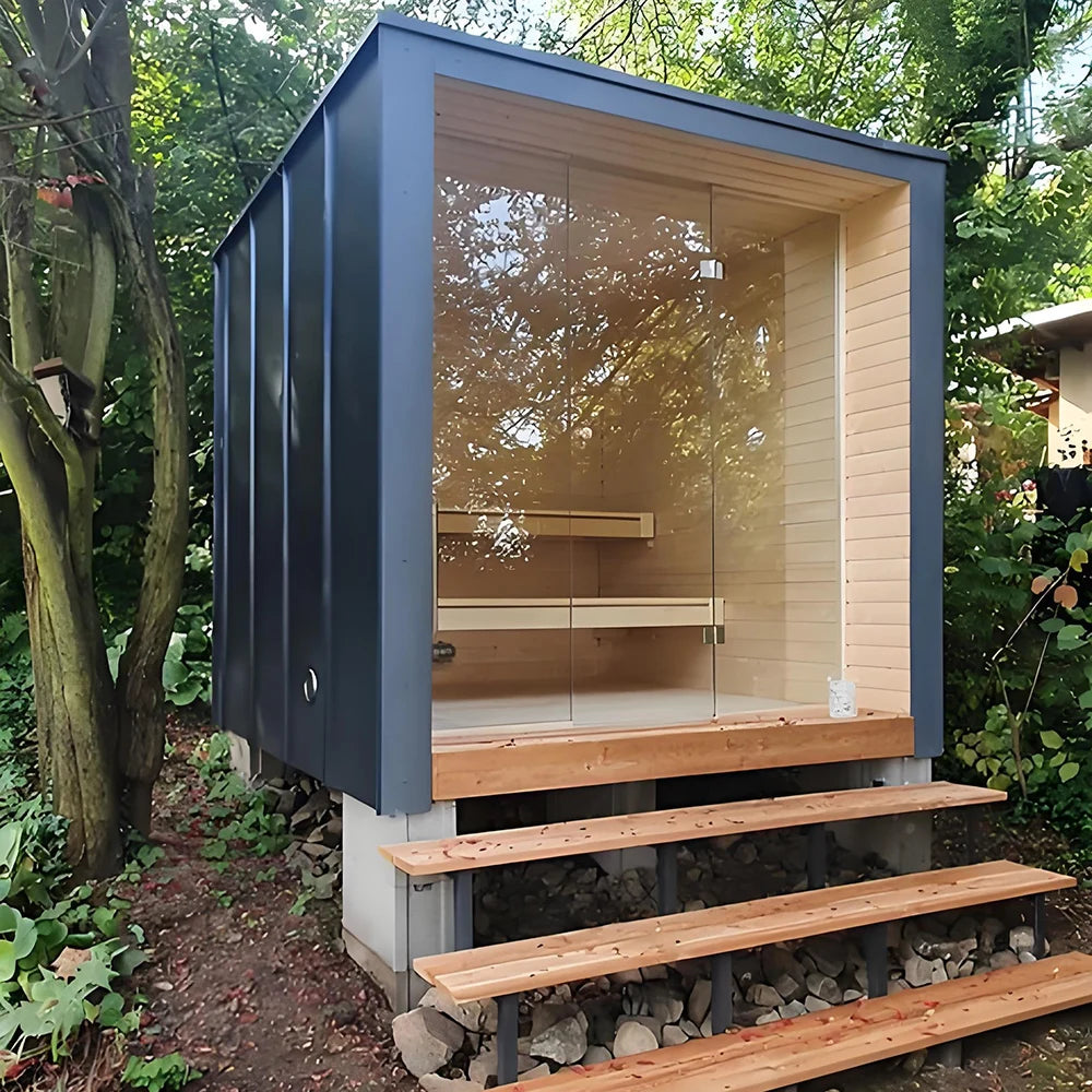Modern Tiny House Style Electric Solid Wood Outdoor Sauna Rooms