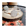 BM39739 Natural Gemstone White Stalactite Solar Agate Adjustable Cuff Bangle Gold Plated Wire Wrapped Bracelet Bridesmaid Gift