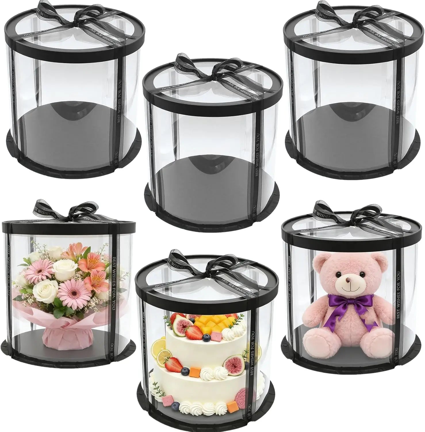 Rectangle Square Round  Factory Double-Layer Luxury PET Three-in-one Color Transparent Cake Box Baking Supplies Packaging