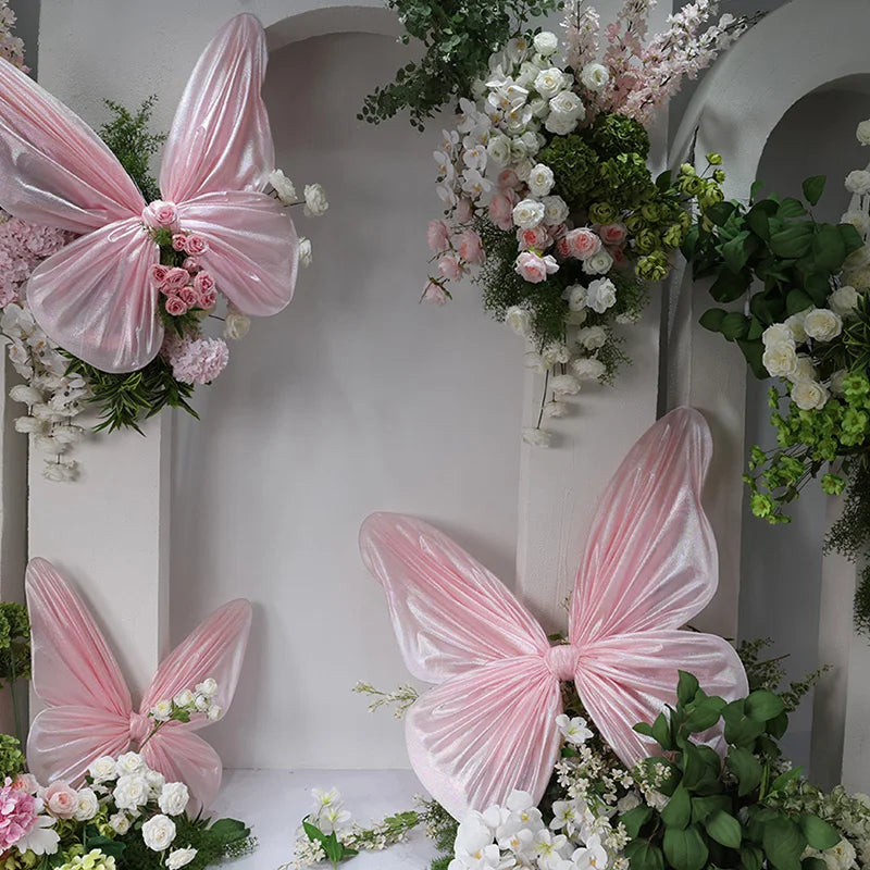 I871 New Design Fluorescent Silk Butterflies Party Stage Wedding Decoration Props