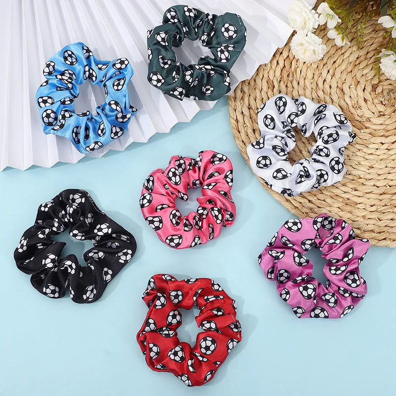 Hair Accessories Elastic Hair Bands Football  Pattern Hair Ties Ropes Scrunchies for Women Girls