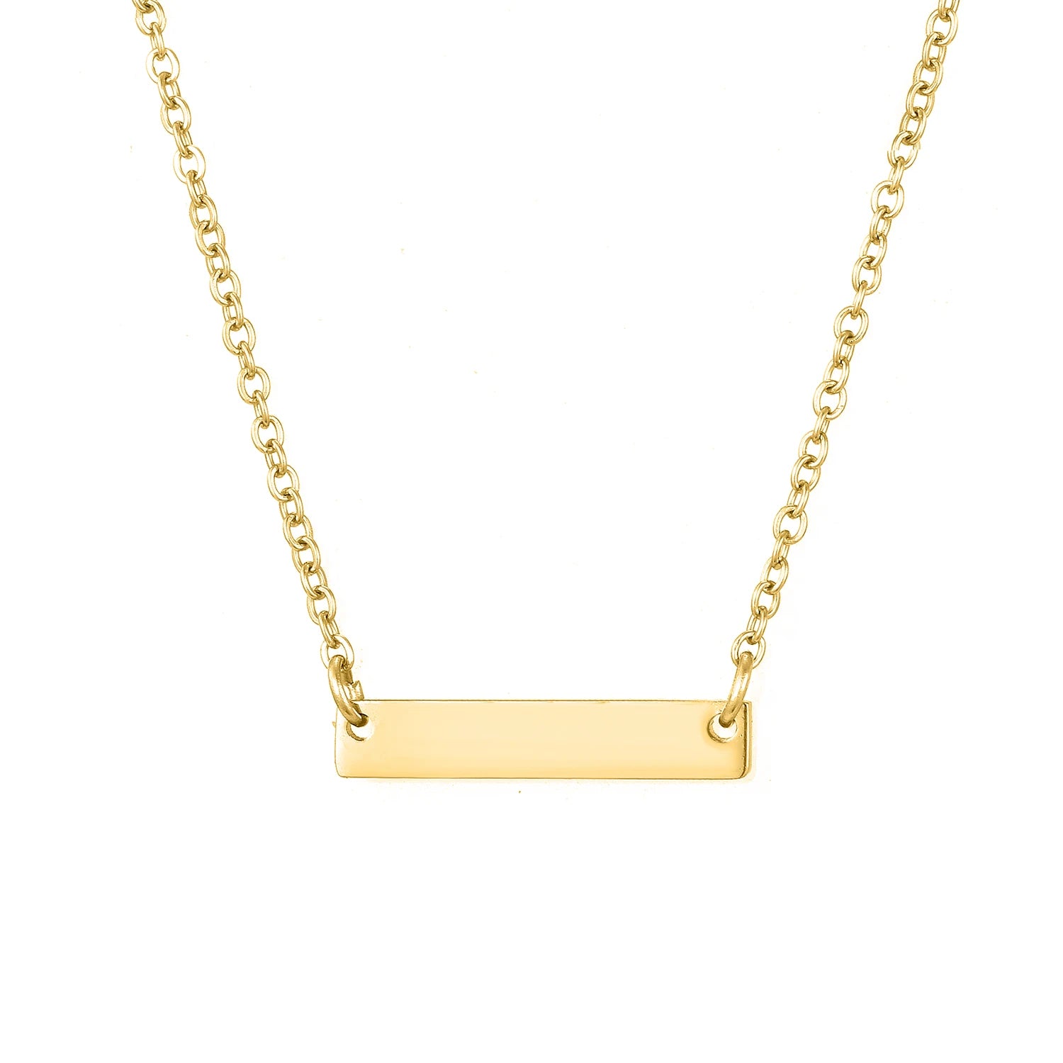 Chihang New Designs Wholesale DIY Stainless Steel Jewelry Customized 16*3mm Engraved Pendant Bar Necklace Gold Plated Necklaces