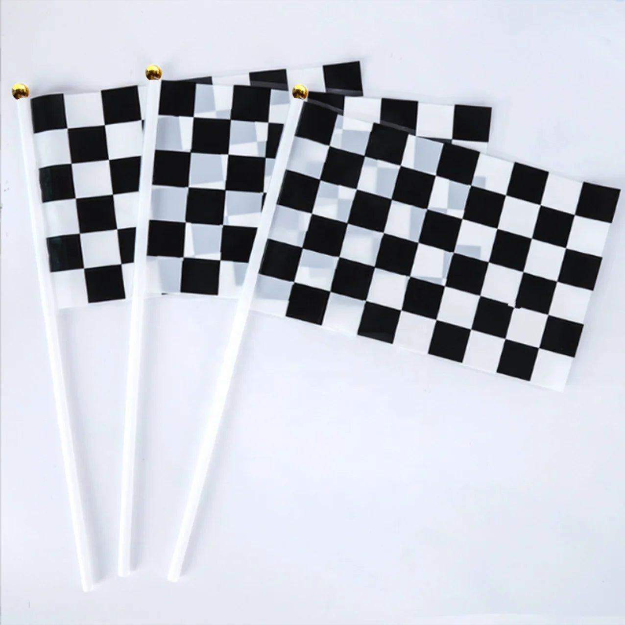 Auto Racing Checkered Flags in White and Black Checker Pattern Product Category Flags