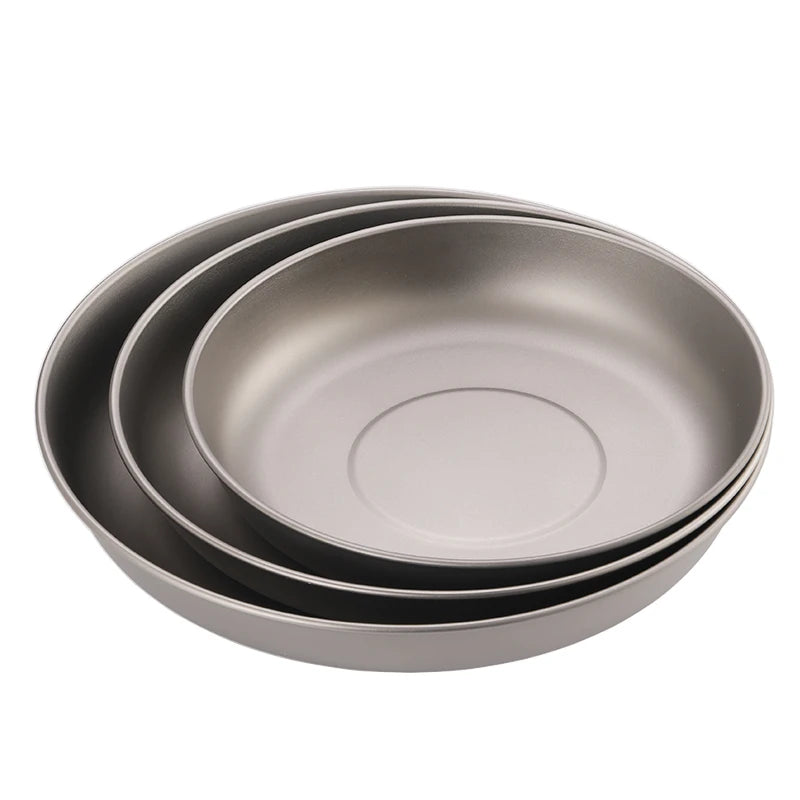 Silver Titanium Ultralight Frying Pan Plate for Outdoor Camping & Picnic Use 500ml Capacity