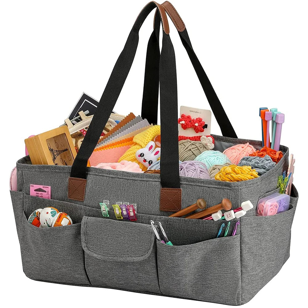 OEM Customized Gray Desktop Crochet Hooks Storage Bag Waterproof Rectangular Sewing Accessories Yarn Organizer for Living Room