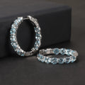 RZ0236 Abiding Jewelry China Manufacturer Natural Sky Blue Topaz Stone 925 Sterling Silver Simple Hoop Earring