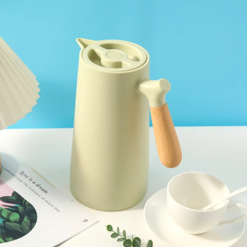 Water Kettle Home Pot Wood Handle Coffee Pot Keep Hot and Cold Home Fashion 1L Hot Water Bottle Business Gift Printing Wholesale