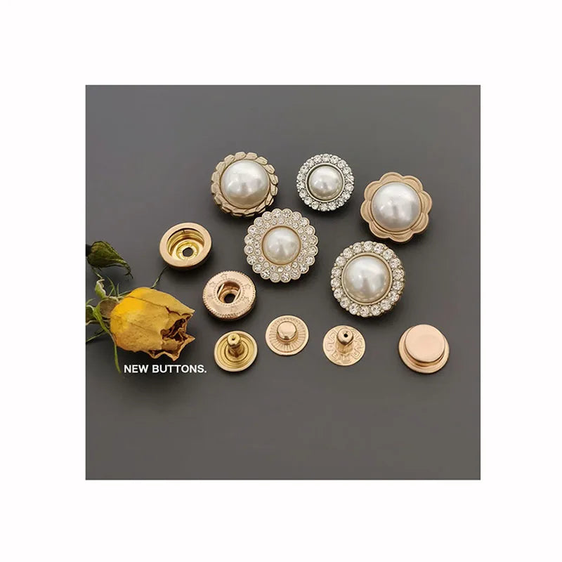 Alloy Diamond-set Pearls Snap Buttons Panel Clothes Coat Windbreaker Suit Sweaters Jacket Jeans Garment Press Snap Button