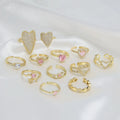 Fashion Jewelry Silver/Gold Plated Classics 3A Zircon Heart Shape Claw Setting Rings for Women Wedding Party