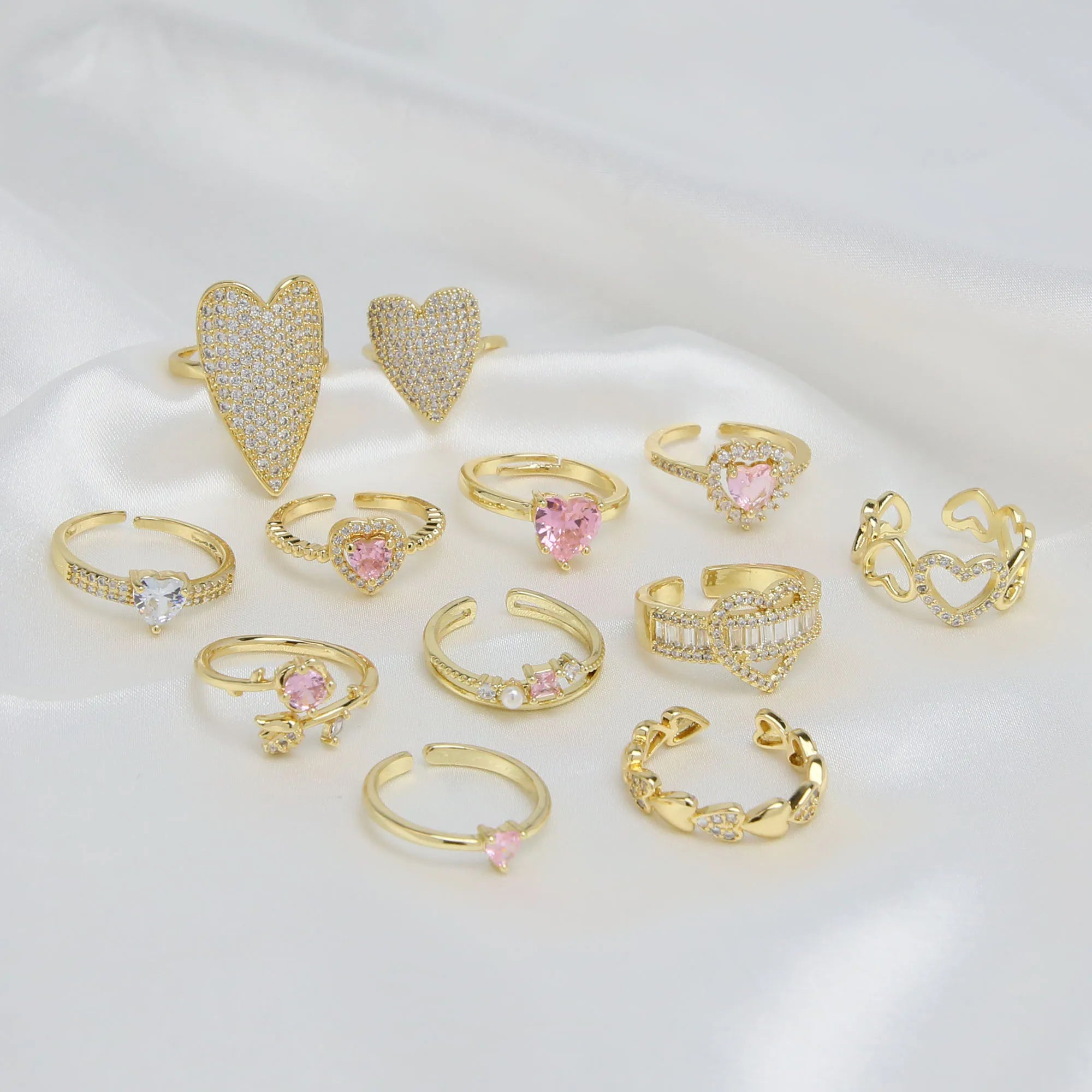 Fashion Jewelry Silver/Gold Plated Classics 3A Zircon Heart Shape Claw Setting Rings for Women Wedding Party