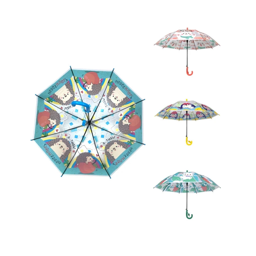 OVIDA 19\"8 k Auto Open Plastic Handle Umbrella Factory New Custom Cute Kids Umbrella Children Ovida Style