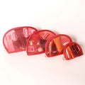 Half-moon-shaped / 0.3mm Thick Nylon Mesh Zipper Bag Red Cosmetic Bag Custom Logo Ladies' Travel