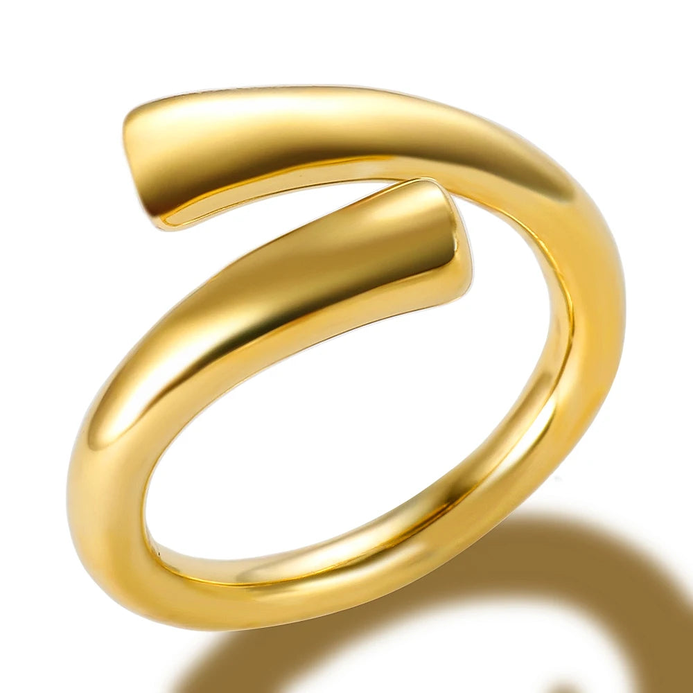 MSX New Fashion Heart Eternity Vintage Ladies Chunky Enamel Finger Gold Plated Rings Jewelry Women Gold 18k Stainless Steel Ring