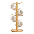 Coffee Mug Tree Countertop Bamboo Mug with 8 Hooks Stand Bamboo Kitchen Organizer Storage Stand Wooden Coffee Cup Holder