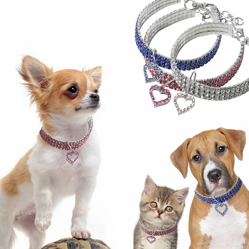 Small Girls Cats Birthday Party Adjustable Neck Strap Bling Full Diamond Crystal Collar Cute Rhinestone Dog Collar