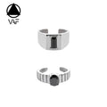 VAF Stainless Steel Black Zircon Gemstone Rings and Glossy Bar Open Bar Zircon Gemstone Wedding Couple Rings