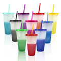10pcs a Set Magic Cold Changing Plastic Water Color Changing Cups With Lids and Straws