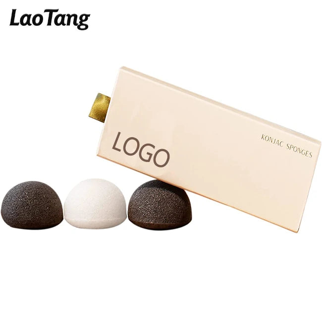 Custom Logo 100% Natural Washable Konjac Sponge Wholesale Organic Konjac Facial Cleansing Sponge Bath Sponge