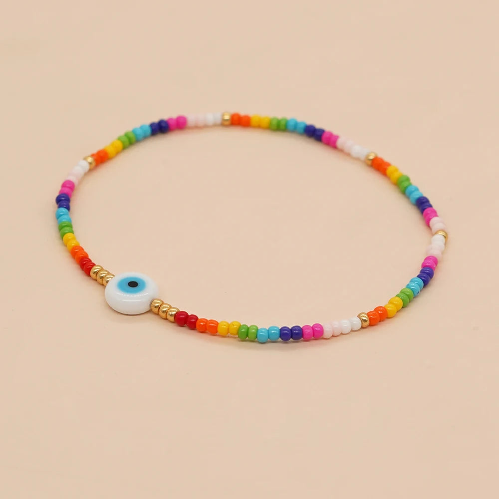 Go2Boho Rainbow Beaded Eye Evil Bracelet for Women Bohemia Fashion Jewelry FGB Beads Handmade 2023 Bracelets New in