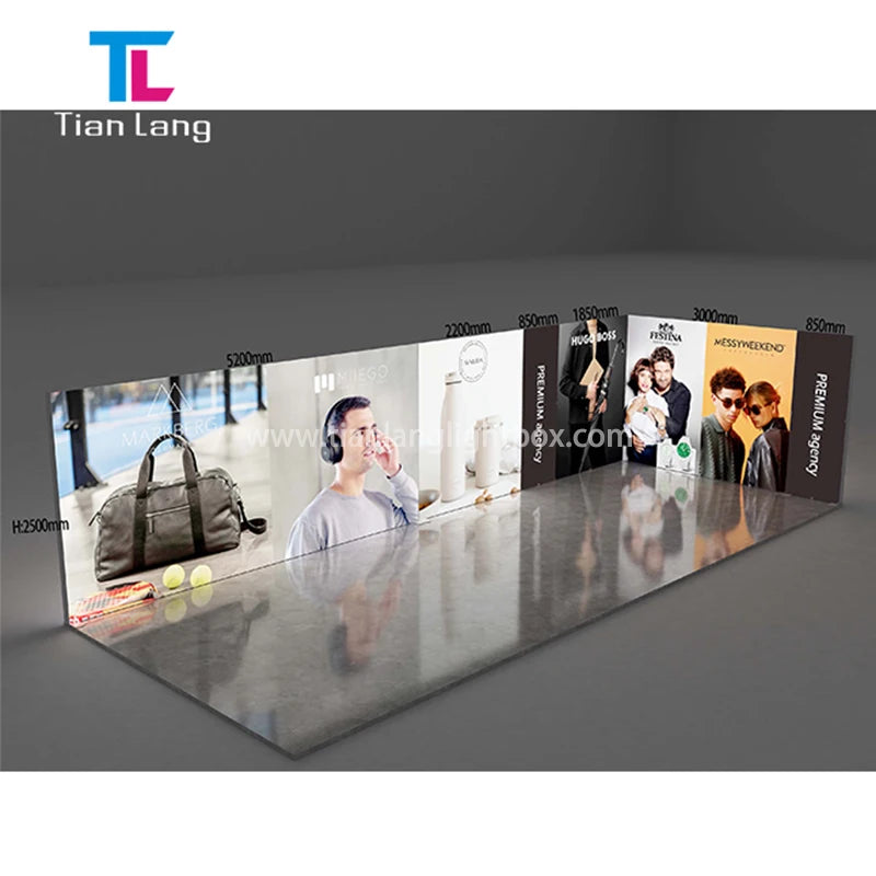 Custom Portable 10 X 10 LED Screen Light Box Manufacturers' Standard Exhibition Booth Design for Trade Shows