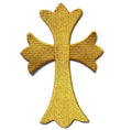 In Stock Iron on Heat Seal Adhesive Full Embroidery in Gold and White Color Heart Cross Patch for Garment MegaBDM