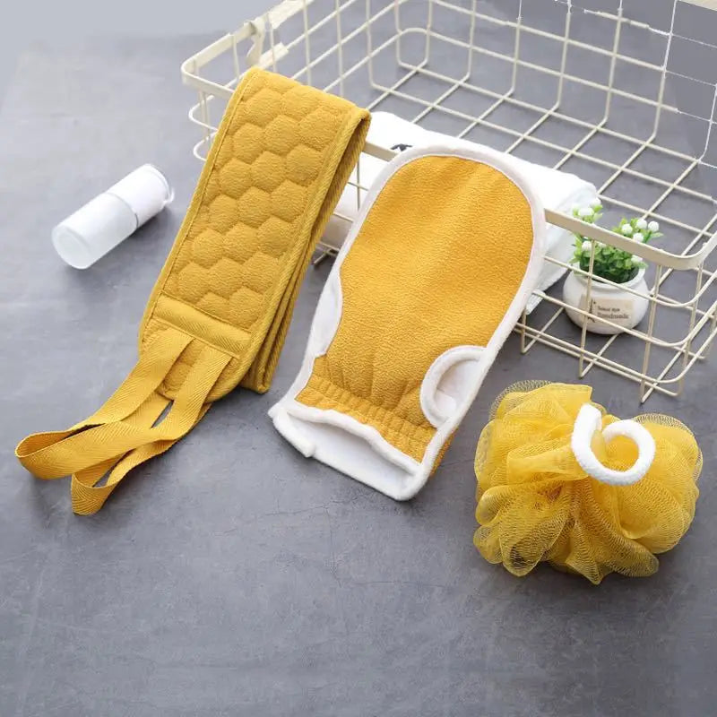 Hot Sale Skin Clean Bath Towel Sets Exfoliating Bath Tools Bath Belt Back Scrubber and Soft Shower Ball Scrubber Set