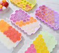 Hot Selling 37 Cavities Honeycomb Shaped Silicone Ice Tray with Lid Foldable Large-capacity Mold
