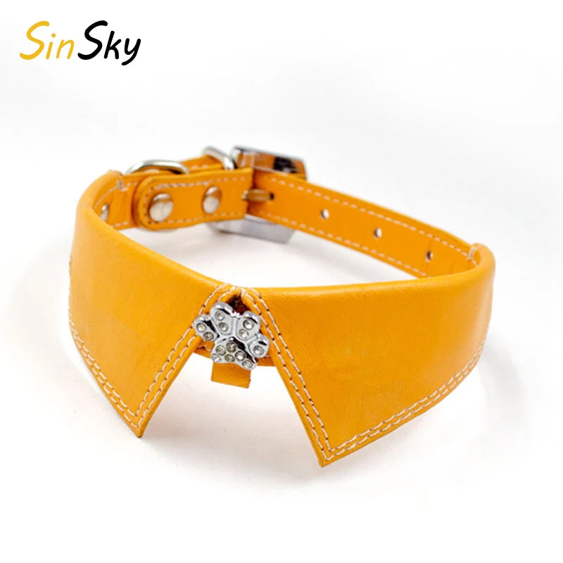 SinSky Pet Accessories Dog Bow Tie Collar Leather Bling Bow Knots Pet Dog Collar for Small Size Dog Collar