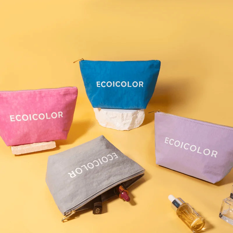 2025 Manufacturers Wholesale Girl Portable Pink Aesthetic Zipper Soft Vanity Storage Makeup Nylon Cosmetic Bag Set for Women
