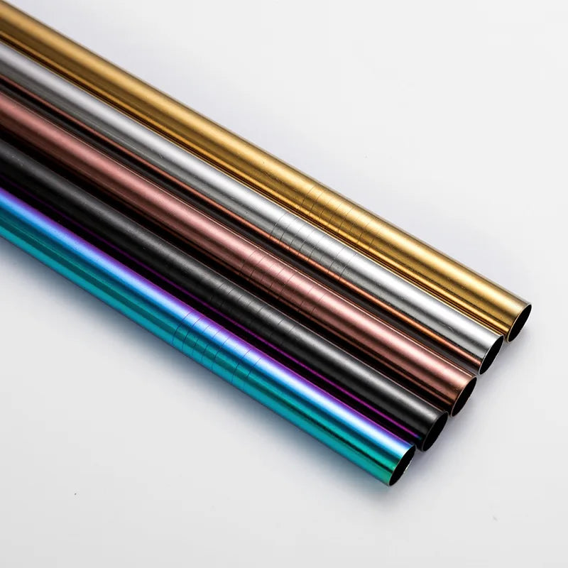Top Seller Eco Friendly Stainless Steel Straws Set Drinking Straw Reusable Silicone Straws With Cleaning Brush of Tumbler