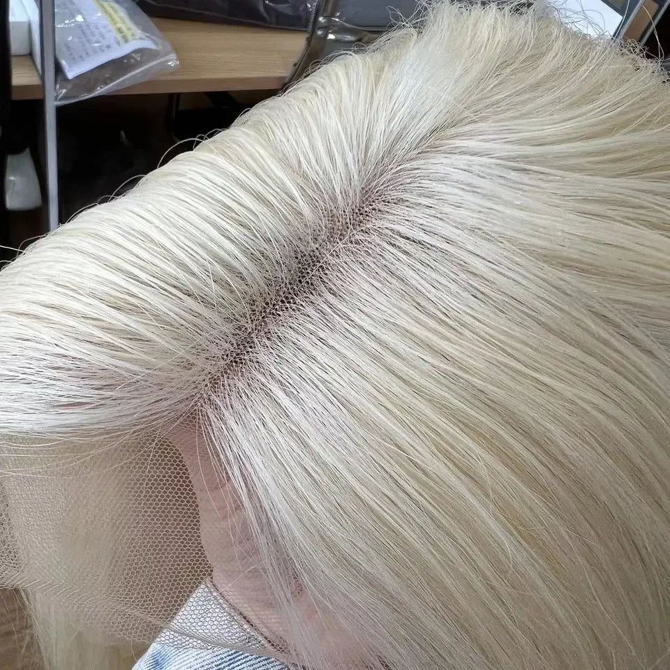 European Human Hair Blonde Wigs Natural Hairline HD Lace Small Bleach Knot Cuticle Aligned Virgin Hair Jewish Kosher Wig