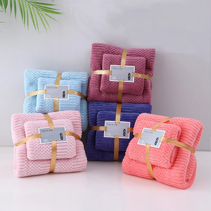 China Supplier Promotional Super Soft Skin Friendly Coral Fleece Thickened Adult Microfiber Bath Linens Towel