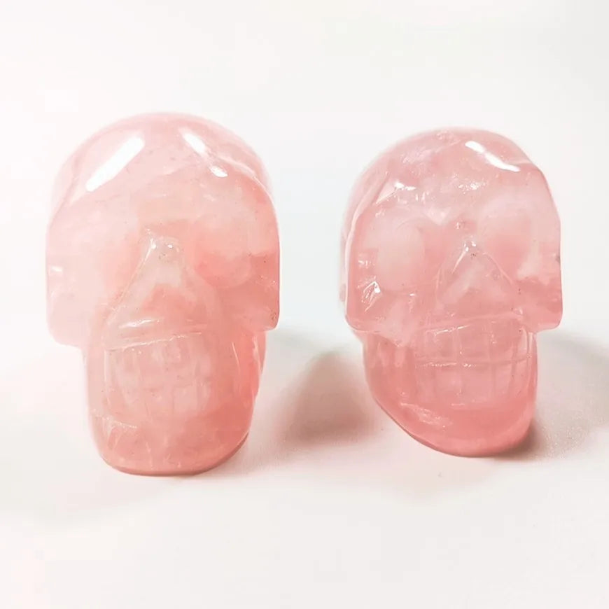 Huiying Best Quality 2 Inch Natural Hand Carved Rose Quartz Crystal Skulls Carving for Healing Crafts