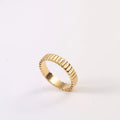 Fenny 18K Gold Plated Wholesale No Fade Simple Narrow Croissant Gear Shaped Stainless Steel Finger Ring Trend for Women
