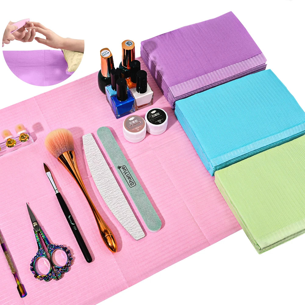 20Pcs Nail Art Table Mat Manicure Disposable Clean Pads for Nails Care GelPolish Waterproof Tablecloth Manicure Tool Lint Paper