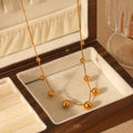 Trendy High Quality Jewelry 18k Gold Plated Stainless Steel Waterproof Gold Beads Ball Pendant Necklace