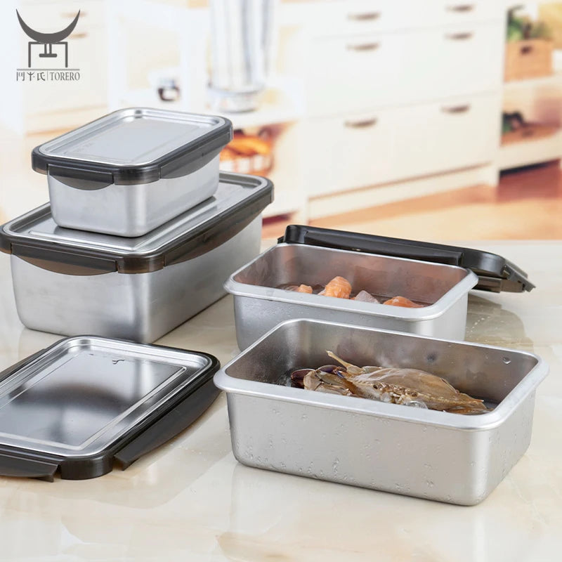 Wholesale Customized Metal Food Storage Containers Set 316 Stainless Steel Bento Lunch Box with 304 Stainless Steel Lid