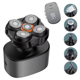 5in1 Bald Head Hair Trimmer IPX6 Waterproof Rechargeable Men's Electric Shaver Cordless Stainless Steel Blades Nose Ear Beard