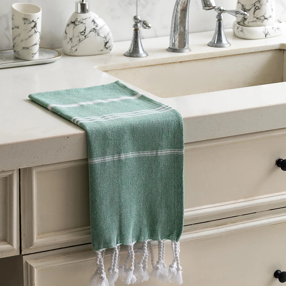SHENGPENG Turkish Cotton 100% Woven Eco-Friendly Tea Towel Quick-Dry Soft Disposable Kitchen Linen Multiple Colors Stripe Design
