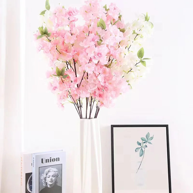 White Pink Artificial Indoor Wedding Decoration Silk Flowers Cherry Blossom Tree Arches