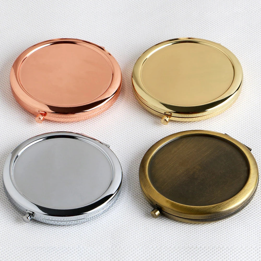 Custom Logo Retro Vintage 2-Sided Pocket Mirror Foldable DIY Design Portable Small Makeup Cosmetic Gift