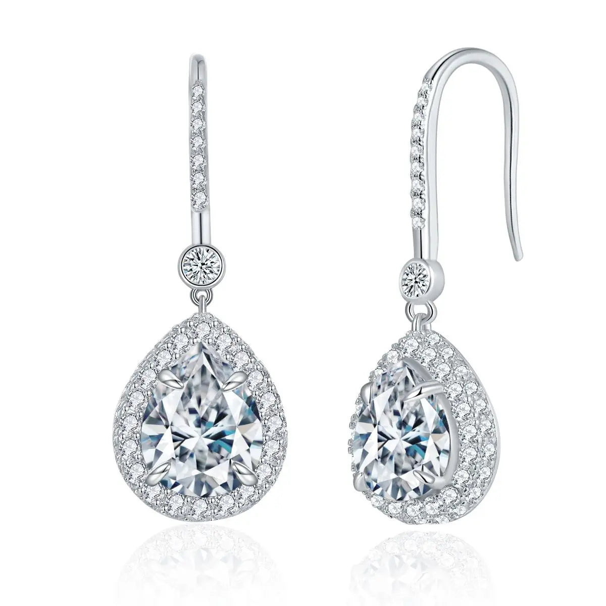 Ruizuan Fine Jewelry Fashionable Silver 925 VVS Moissanite Diamond Drop Earrings Gold Pear Shaped for Anniversaries Parties