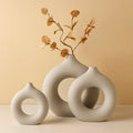 Handmade Custom Luxury Donut Vase Ins Nordic Creative Decoration Ceramic Flower Vase for Home Decor