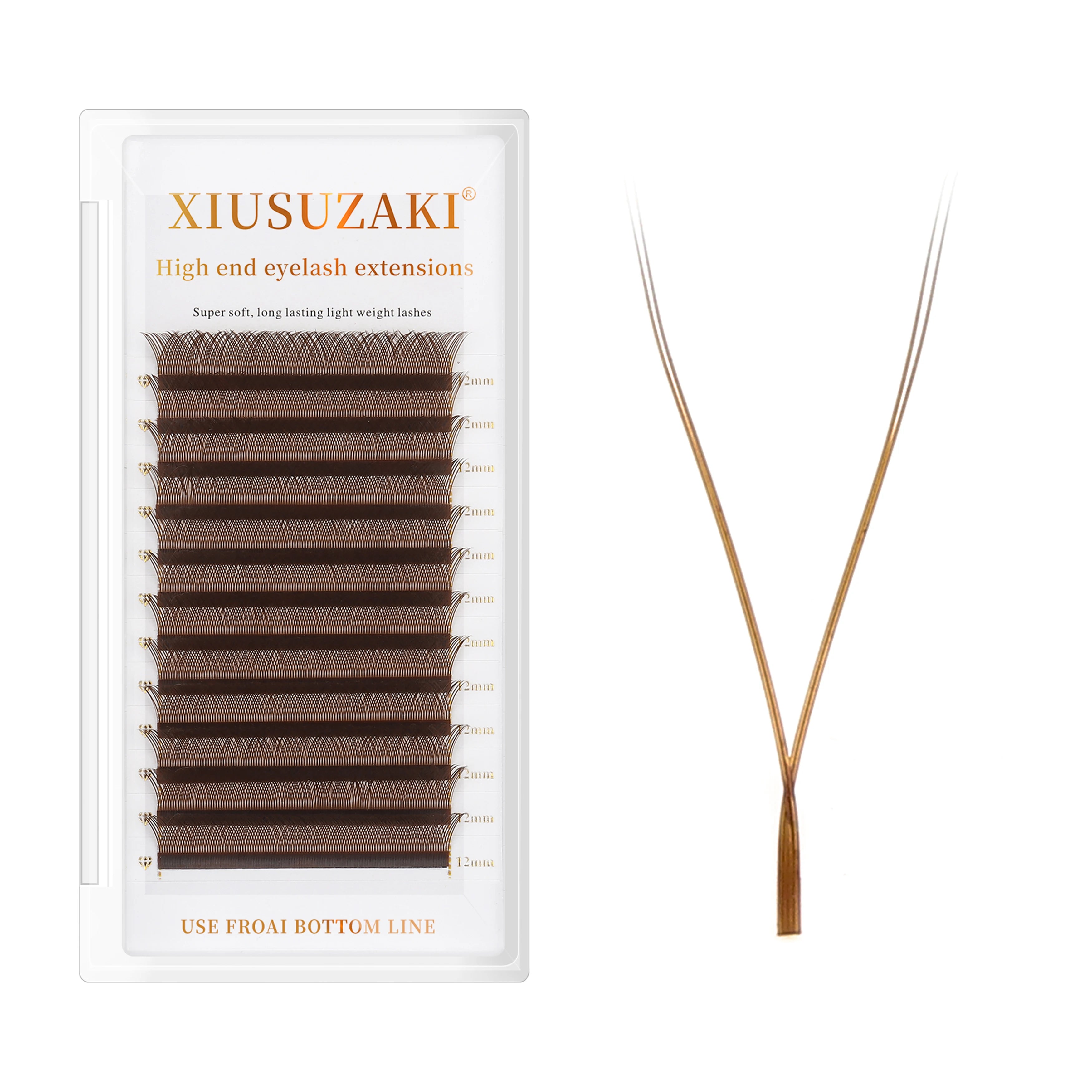 XIUSUZAKI Private Label Hand Made Fan Eyelash Extension C/D Curl Mix 8-15mm Individual Dark Brown YY Lash Extension