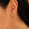 Dainty Gold Filled Jewelry 925 Sterling Silver Zircon Pave Moon and Star Ear Chain Earrings for Women