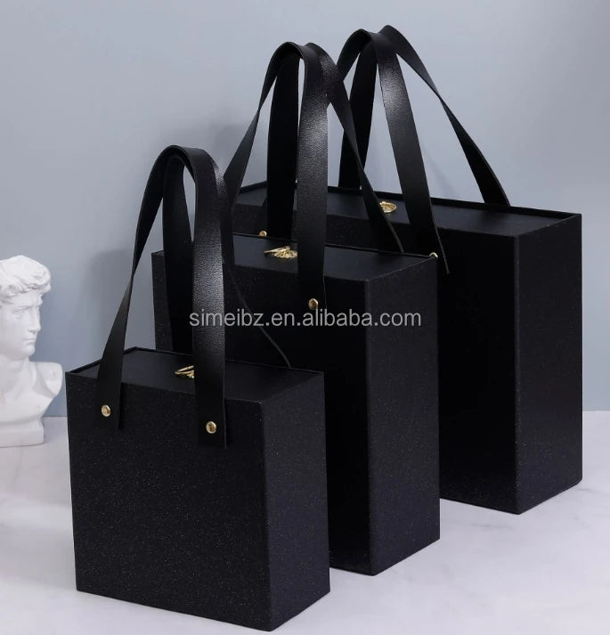 2025 New Style Luxury Rigid Square Photo Frame Gift Boxes Handle Recycled Materials Matt Lamination Custom Logo CMYK Custom